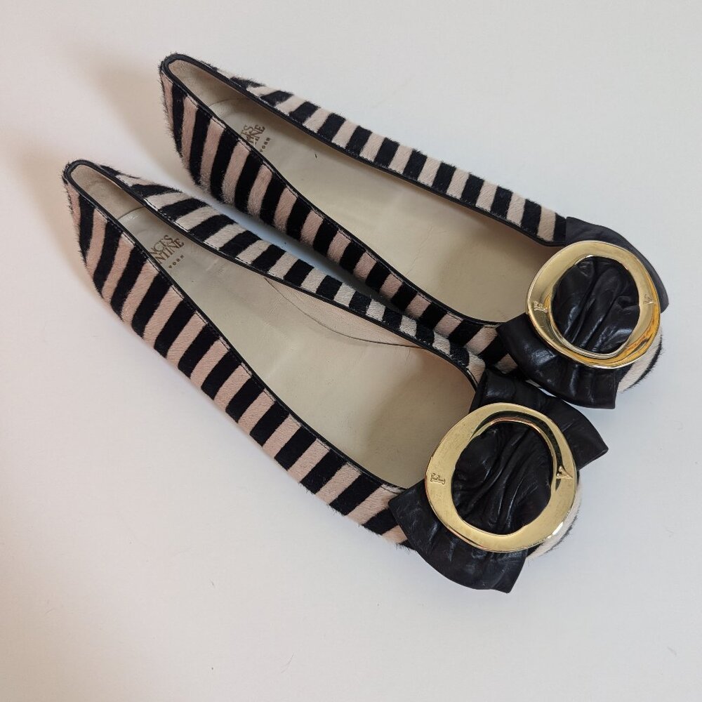 Frances Valentine Black and Cream Striped Flats